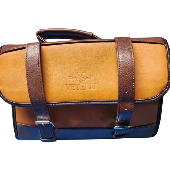 NWOT Vetelli Hanging Toiletry Bag Travel Organizer Cosmetic Makeup Brown Beige - Picture 1 of 8
